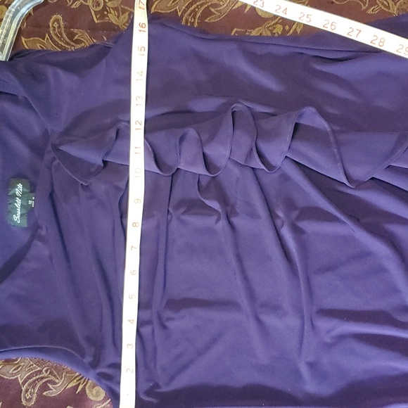 Scarlett Nite πPlum Purple Ruffled Dress,Women's sz12 - pull over stretch fit - Picture 8 of 8